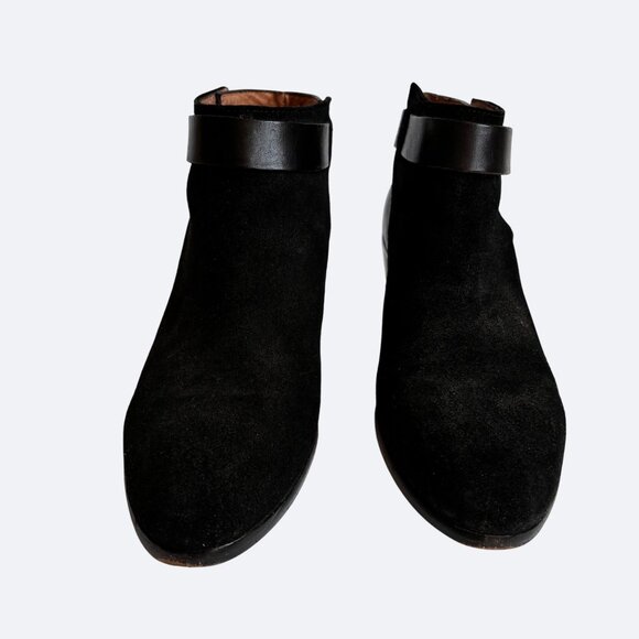 Madewell Womens Leather‎ Suede Ankle Boots Size 7 Black Heel Bootie - Picture 4 of 11